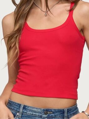 Edikted Red Scoop Neck Tank Top